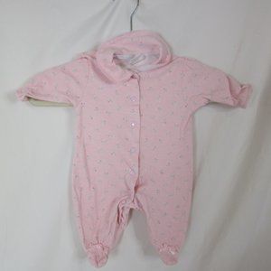 Baby Looney Tunes Vintage Footed Outfit Pink Hearts Girl Pajamas Size 0-3 months